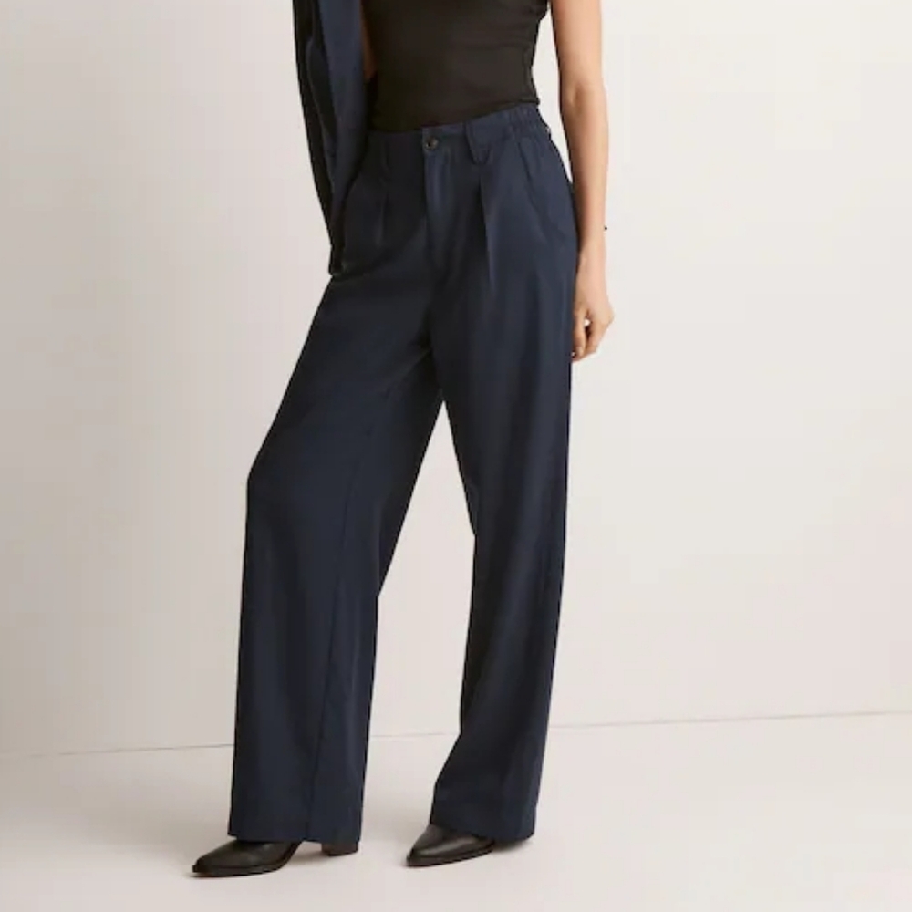 Madewell The Neale Straight-Leg Pant in Drapeweave In Deep Indigo Size 12